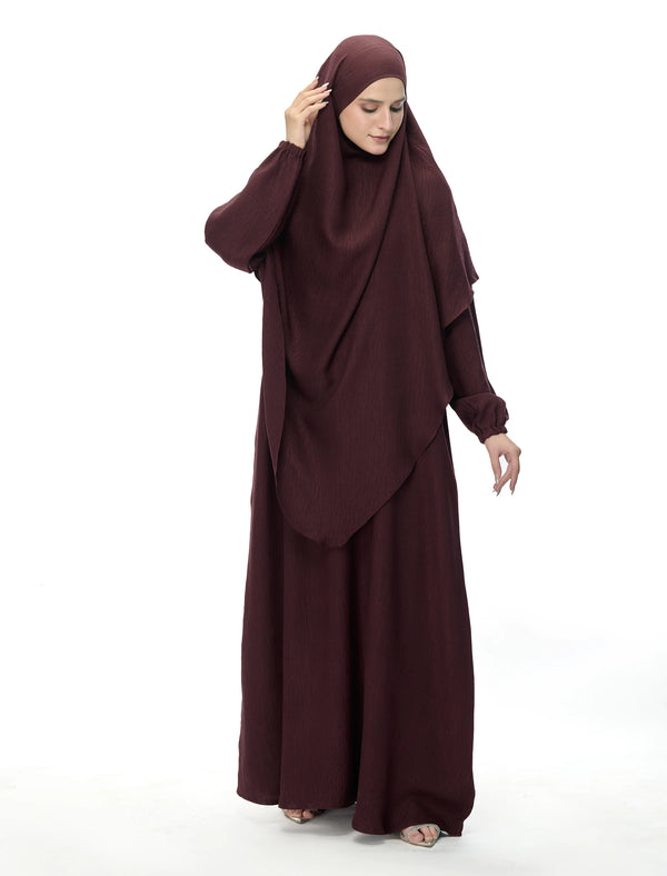 Khimar Maxi Abaya Set - Brown