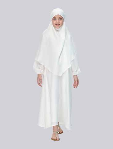 KHIMAR ABAYA SET - WHITE (KIDS)