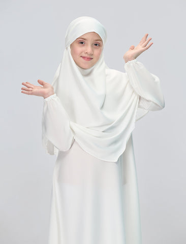 KHIMAR ABAYA SET - WHITE (KIDS)