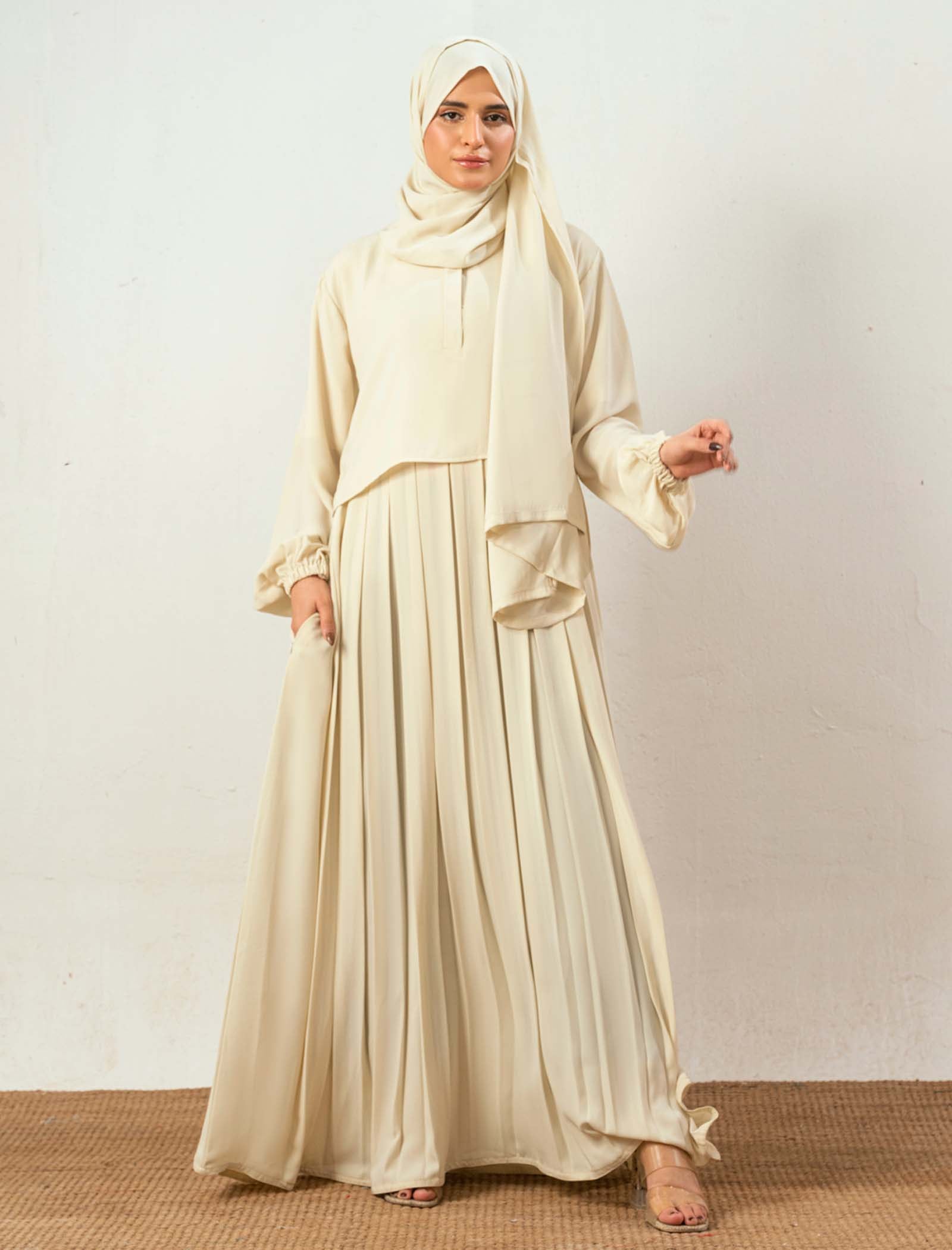 Luna Maxi Abaya -  Ivory Cream