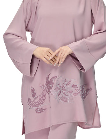 EMBROIDERED CO-ORD SET - DUSTY ROSE