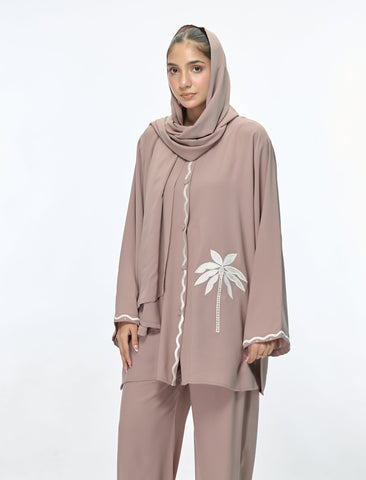 EMBROIDERED CO-ORD SET - GREY