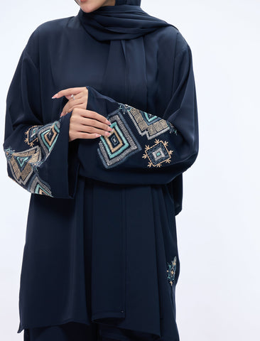 EMBROIDERED CO-ORD SET - NAVY BLUE