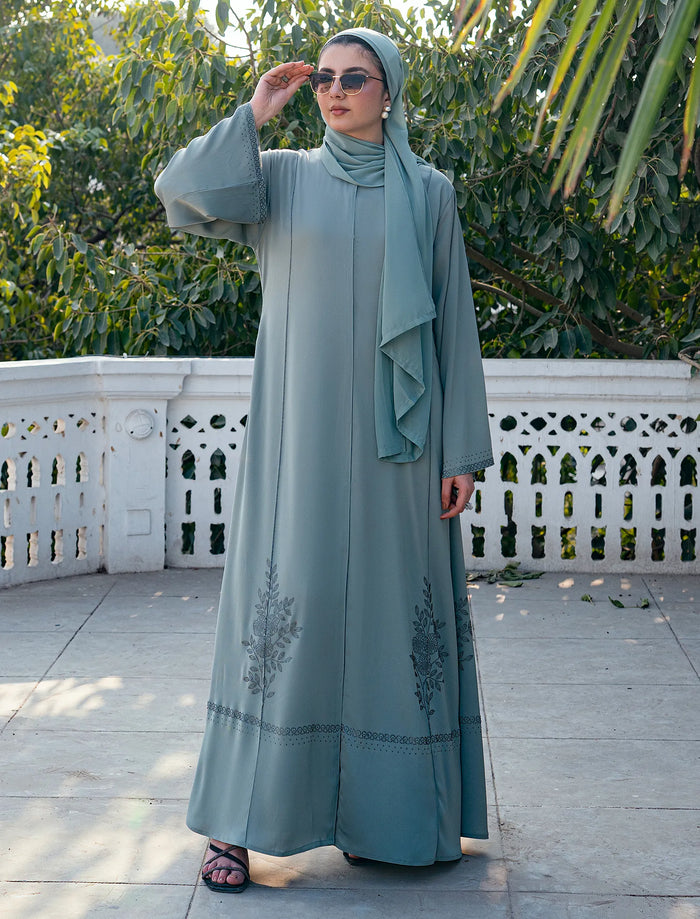 Original Rhinestone Minted Sage Abaya