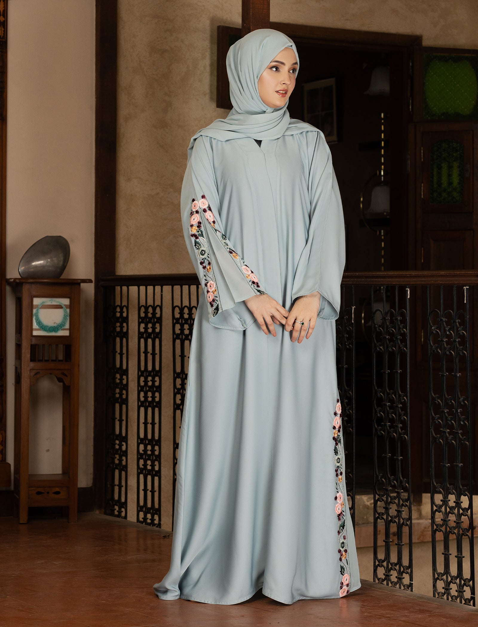Bahira Abaya Set - Ice Blue