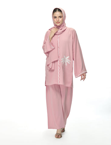 EMBROIDERED CO-ORD-SET - BLUSH