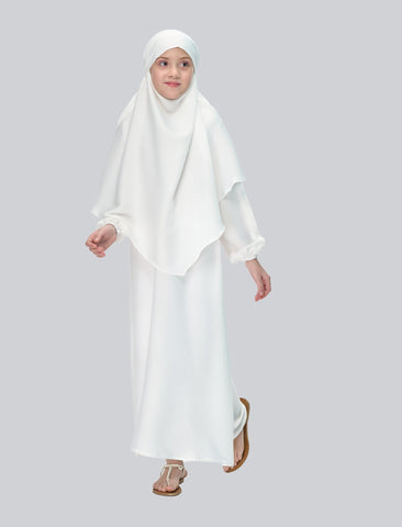 KHIMAR ABAYA SET - WHITE (KIDS)
