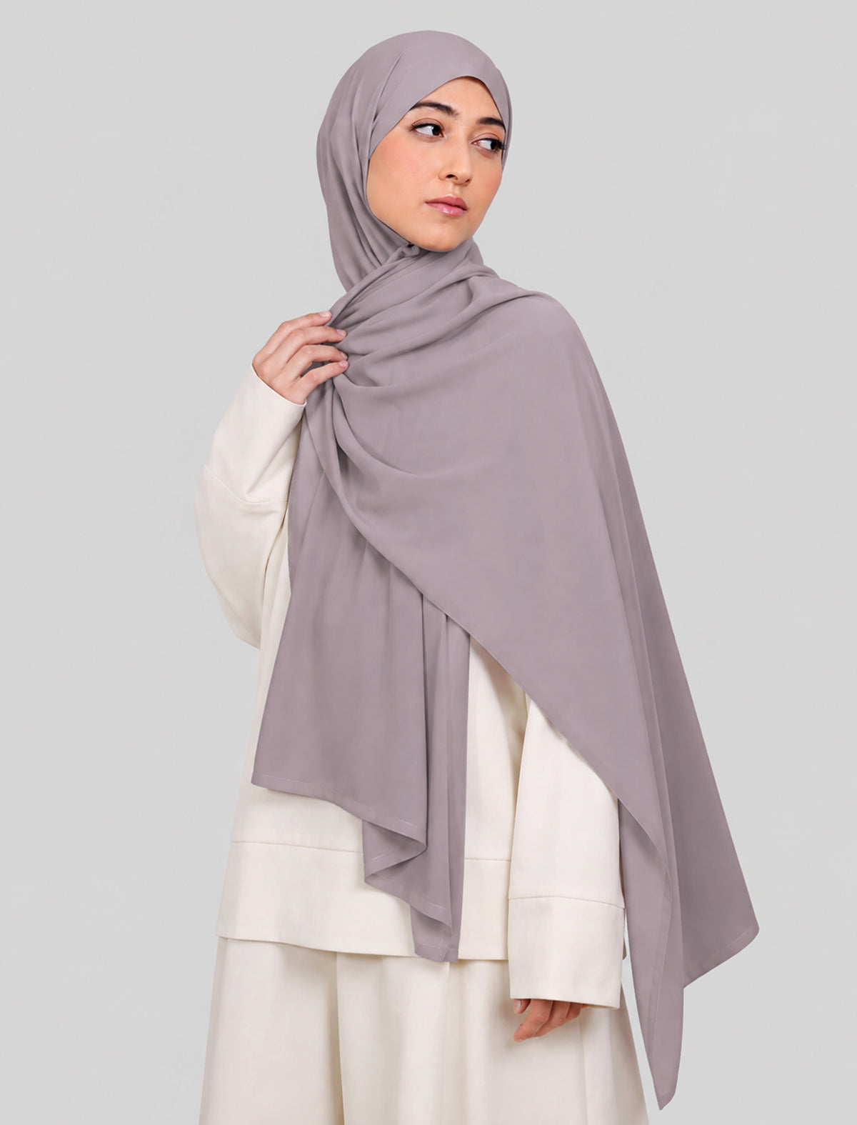 Plain Hijab - Light Grey