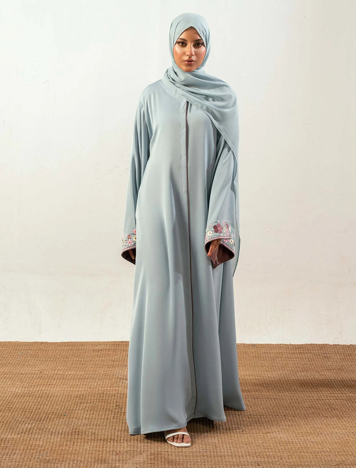 Bloom Abaya Set - Ice Blue