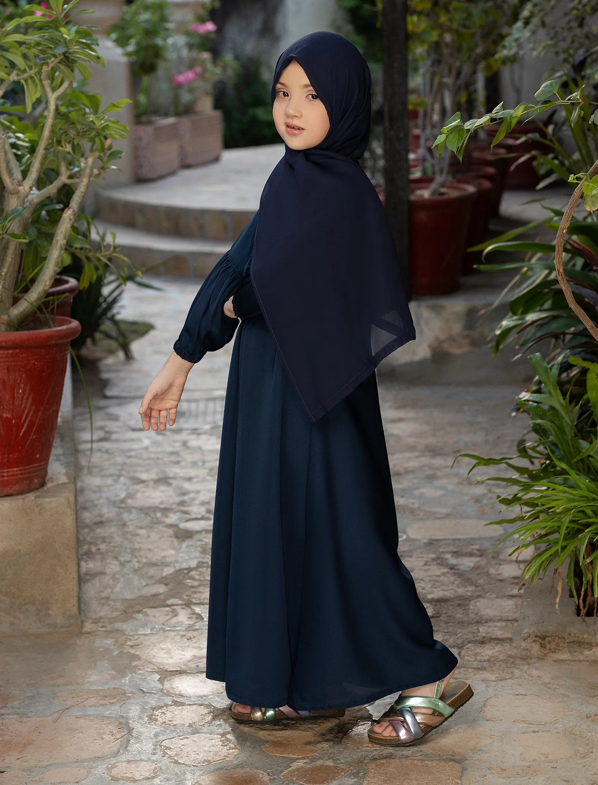 Kids Ruman Abaya - Navy Blue