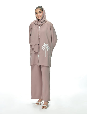 EMBROIDERED CO-ORD SET - GREY