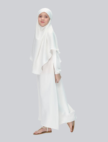 KHIMAR ABAYA SET - WHITE (KIDS)