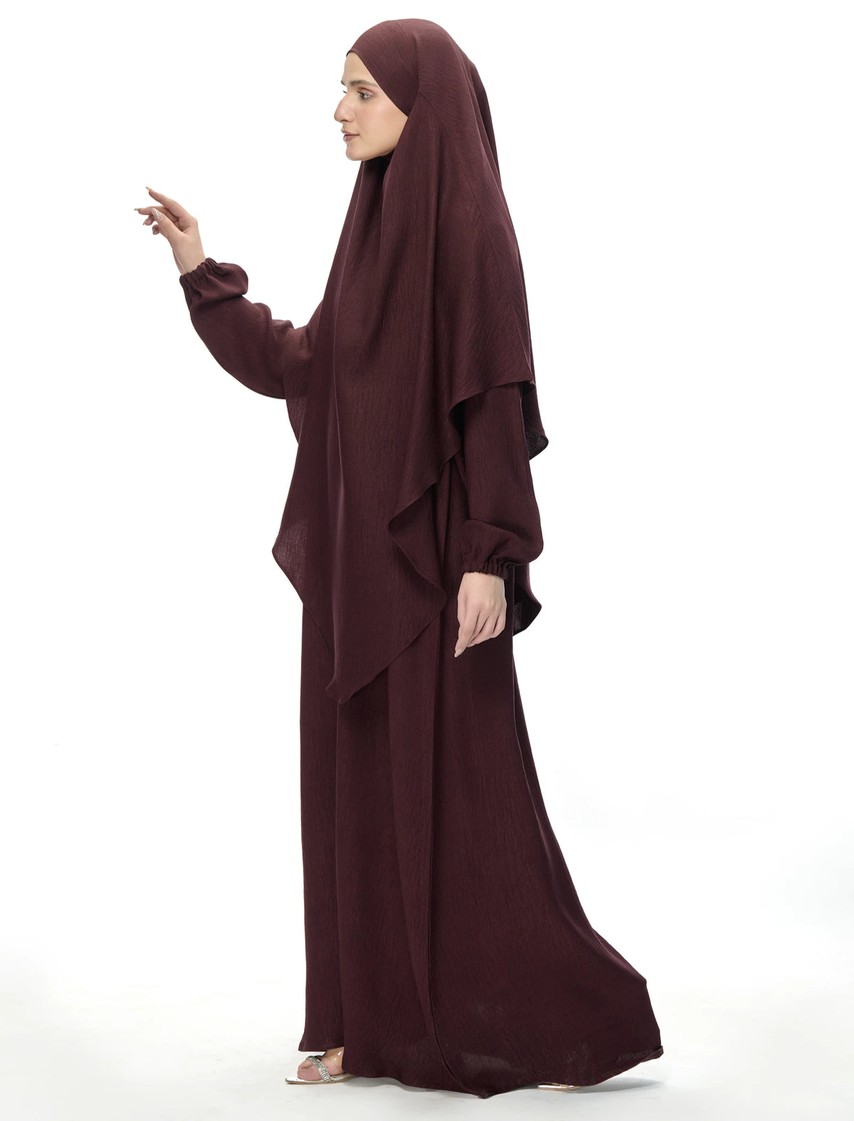 Khimar Maxi Abaya Set - Brown