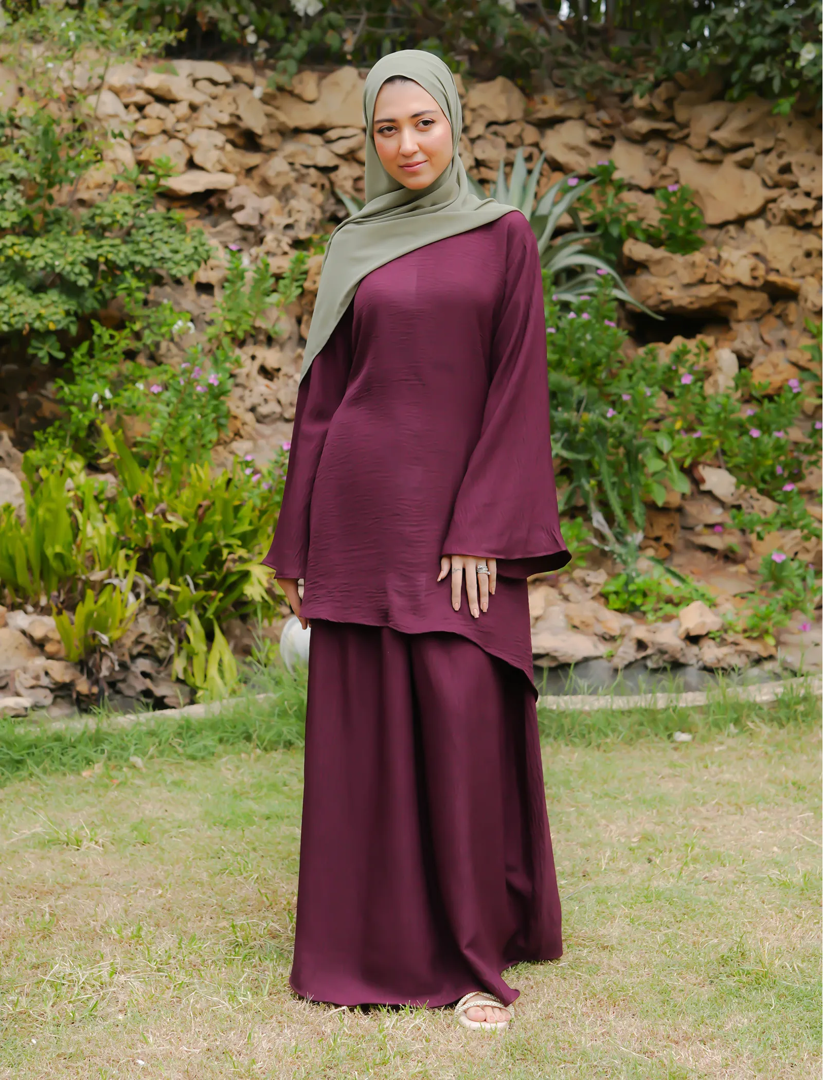 Modest Co-ord Set- Deep Wine
