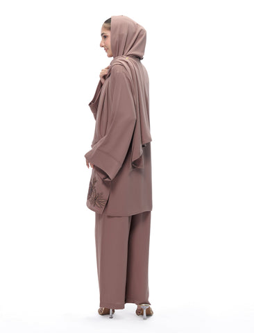 EMBROIDERED CO-ORD SET - COCOA