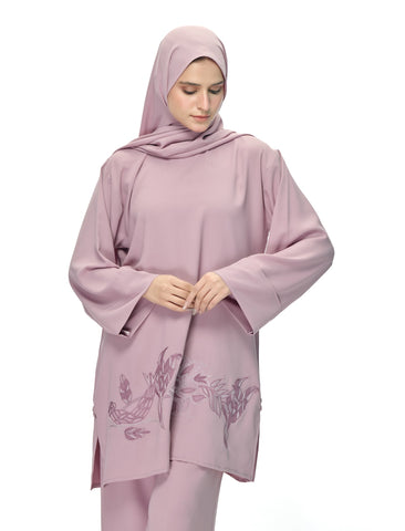 EMBROIDERED CO-ORD SET - DUSTY ROSE