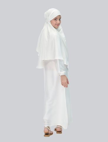 KHIMAR ABAYA SET - WHITE (KIDS)