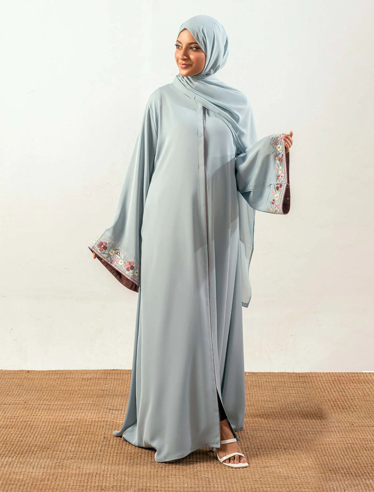 Bloom Abaya Set - Ice Blue