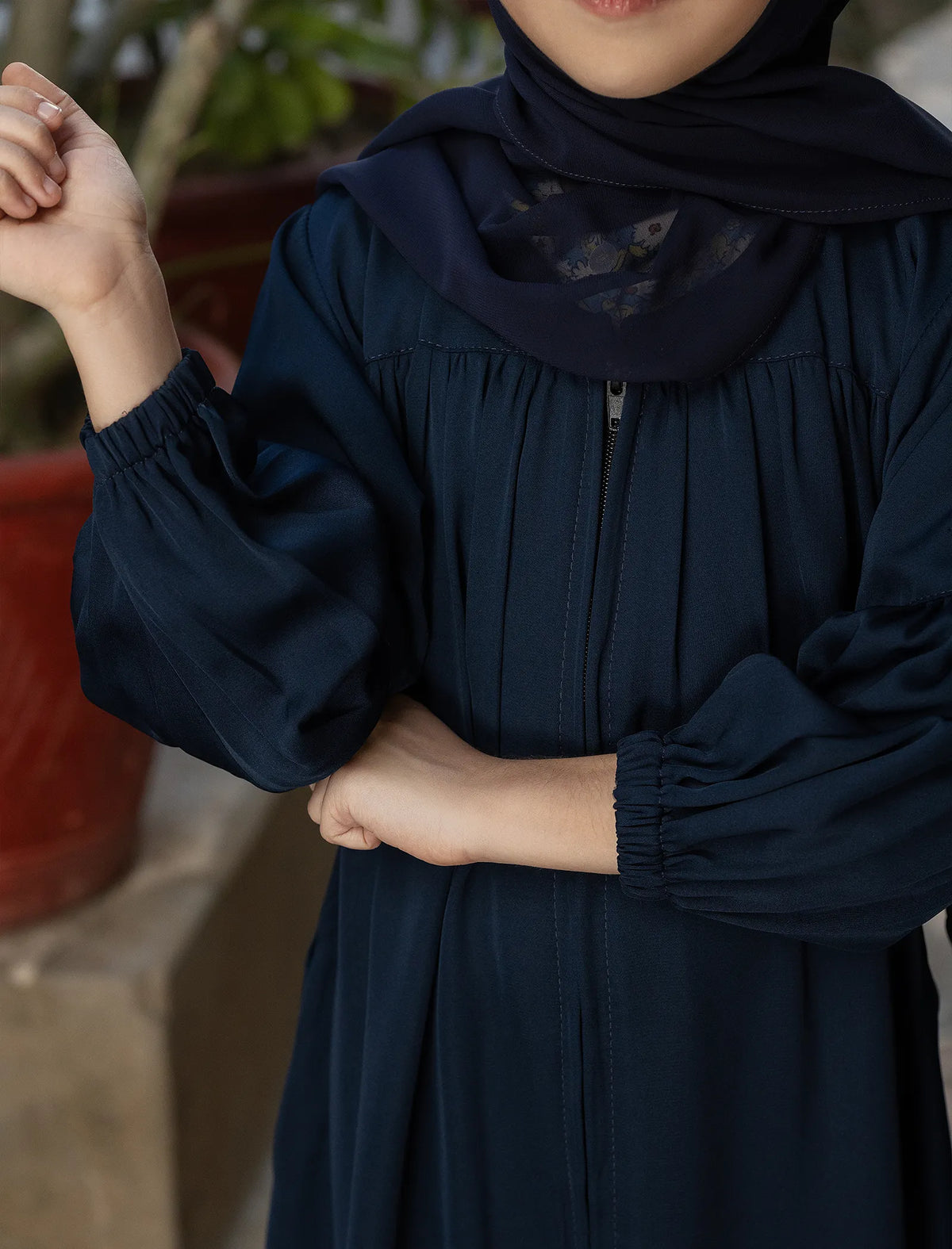 Kids Ruman Abaya - Navy Blue