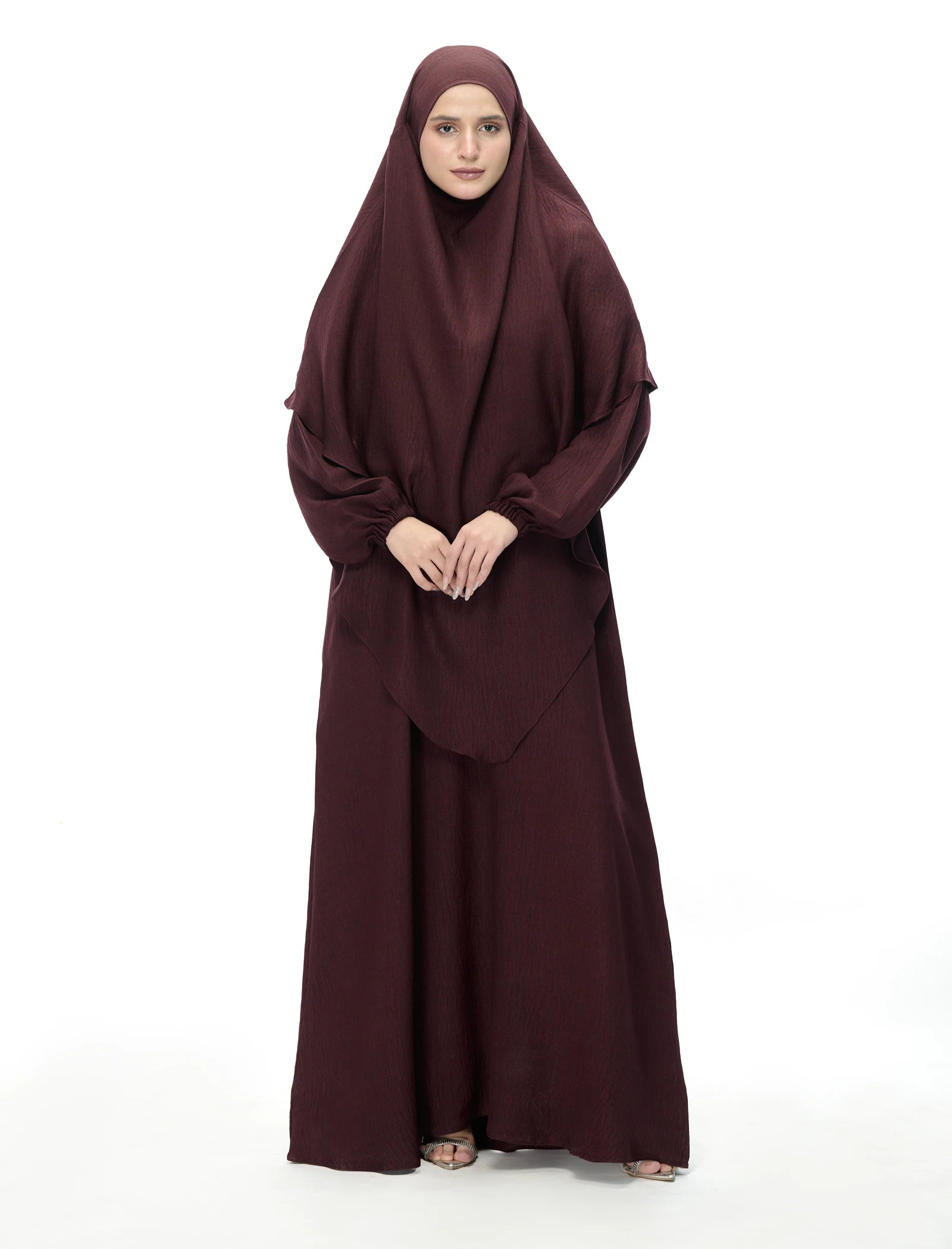 Khimar Maxi Abaya Set - Brown