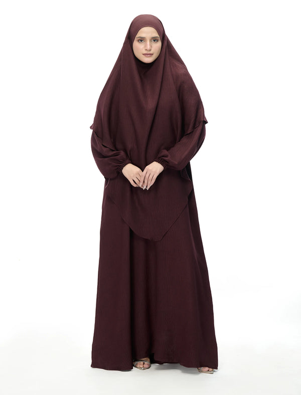 Khimar Maxi Abaya Set - Brown