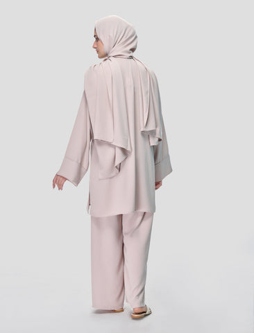 EMBROIDERED CO-ORD SET - STONE BEIGE