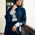 Floral Elara Abaya - Navy Blue
