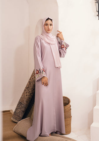 Amwaj Embellished Abaya - Lilac