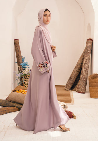 Amwaj Embellished Abaya - Lilac