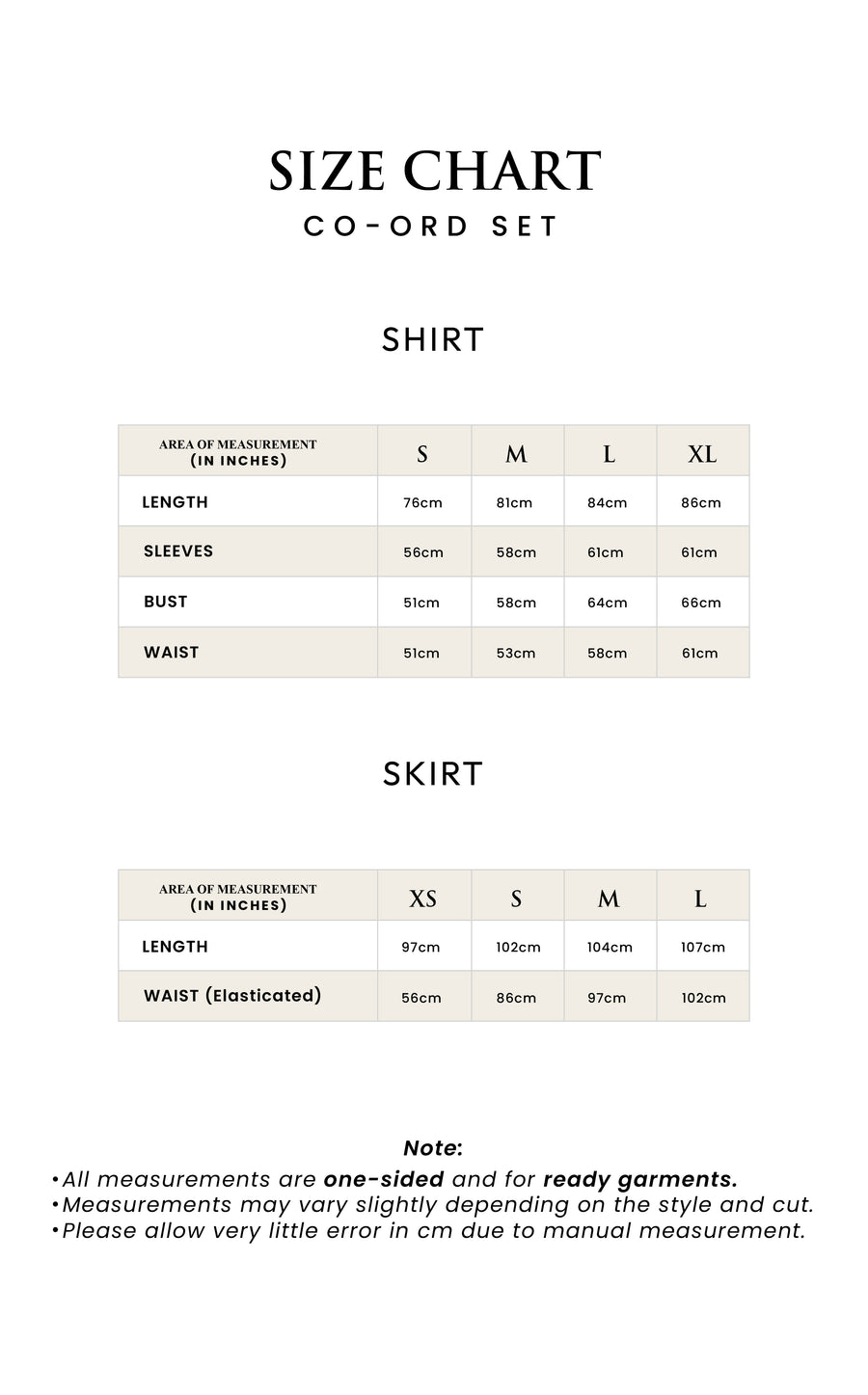 Modest Co-ord Set - Mauve size guide (CM)