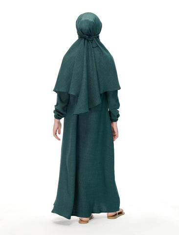 KHIMAR ABAYA SET - DEEP GREEN (KIDS)