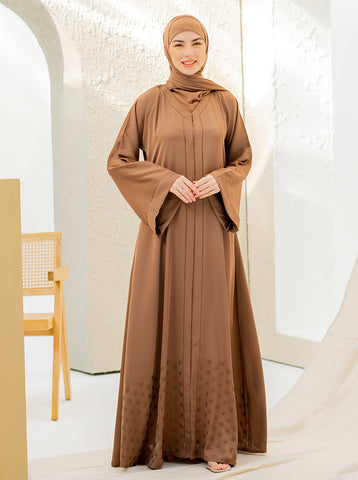 Bareeq Embellished Abaya - Coffee