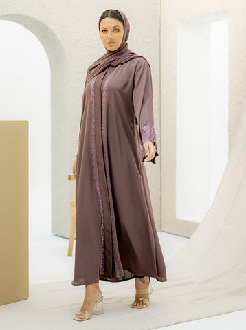 Ziad Embellished Abaya - Mocha