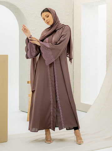 Ziad Embellished Abaya - Mocha