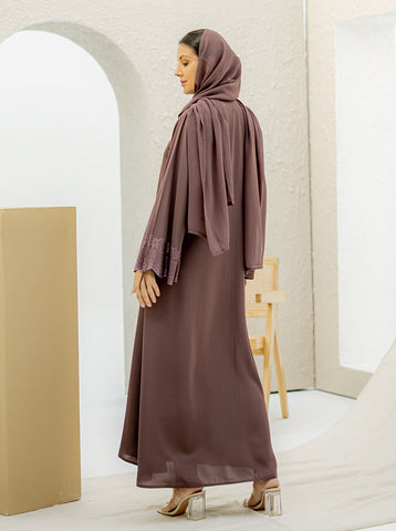 Ziad Embellished Abaya - Mocha