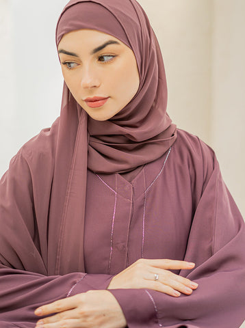 Iskandar Front Open Embellished Abaya - Muave