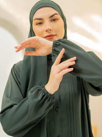 Hayat Pleated Abaya - Emerald