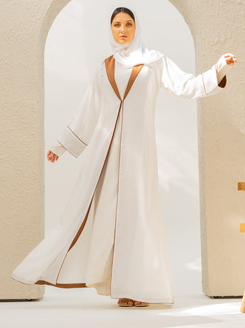 Khalilah Open Abaya - White