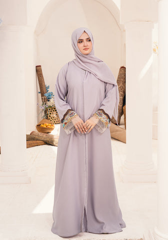 Nasmah Embellished Abaya- Light Lilac