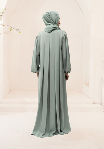 RAIHAN FRONT OPEN ABAYA- LIGHT GREEN